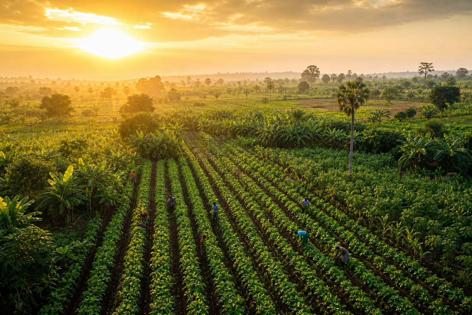Golden agricultural fields and sustainable farming